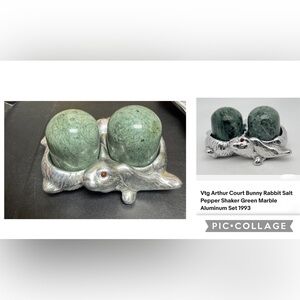 Arthur Court Silver and Green Rabbit Shaker Set